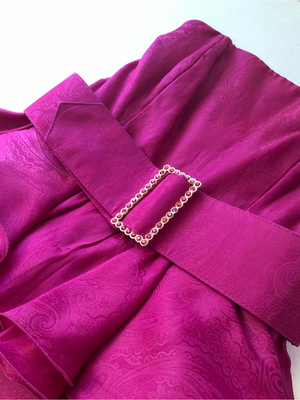 VTG Monrton Myles strapless silk dress in orchid-fuchsia color - vintage 90s